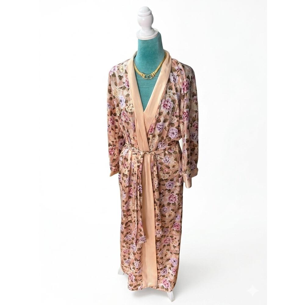 Vintage Christian Dior Coquette Grandmacore Floral Plisse Pleated Robe Gown